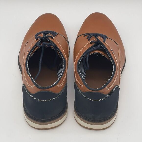 Oxford Shoes Men's Size 10 Brown Black Two Tone Lace Up Leather Comfort Casual - Picture 11 of 16